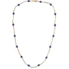 9ct Yellow Gold Lapis Lazuli Necklace With Square Bar Links