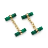 18ct Yellow Gold Malachite Chain Link Cufflinks