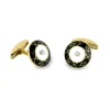 18ct Yellow Gold Mother-of-Pearl and Diamond Cufflinks