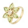 18ct Yellow Gold Peridot And Diamond Petal Cluster Ring