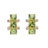 18ct Yellow Gold Peridot And Diamond Half Hoop Earrings
