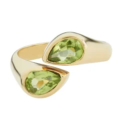 18ct Yellow Gold Peridot Cross Over Ring