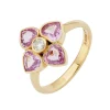 18ct Yellow Gold Pink Sapphire And Diamond Cluster Ring