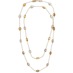 18ct Yellow Gold 32" Light And Dark Citrine Spectacle Necklace