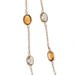 18ct Yellow Gold 32" Light And Dark Citrine Spectacle Necklace