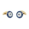 18ct Yellow Gold Royal Blue Enamel And Sapphire Cufflinks