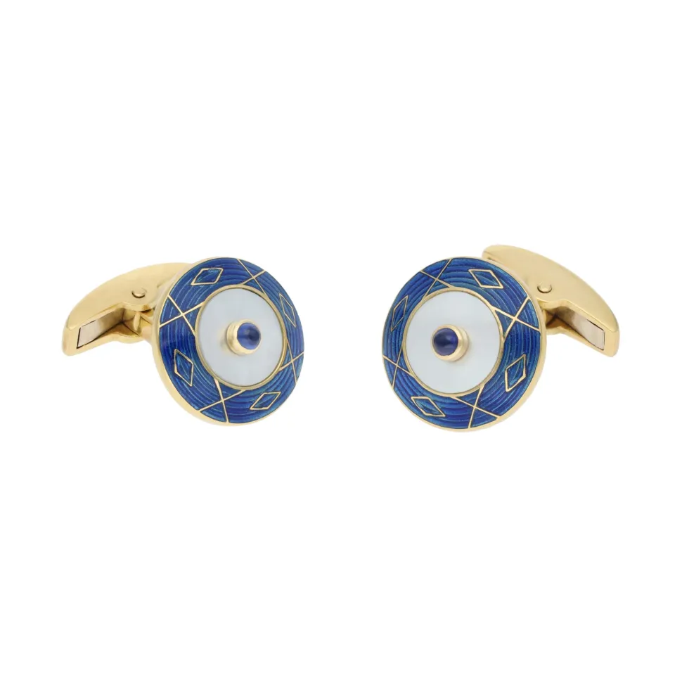 18ct Yellow Gold Royal Blue And Sapphire Dress Set