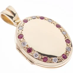 9ct Yellow Gold Ruby And Diamond Set Locket