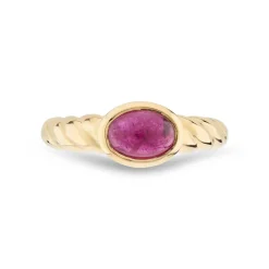18ct Yellow Gold Ruby Ring With Twist Detail Shoulders