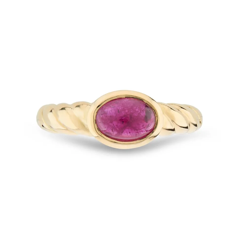 18ct Yellow Gold Ruby Ring With Twist Detail Shoulders