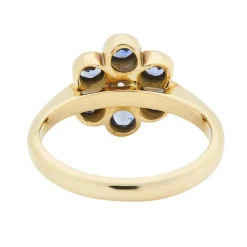 18ct Yellow Gold Sapphire and Diamond Cluster Ring