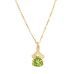 18ct Yellow Gold Trilliant Cut Peridot And Diamond Pendant