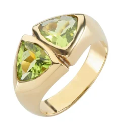 18ct Yellow Gold Trillion Cut Peridot Ring