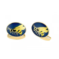 18ct Yellow Gold Vitreous Enamel Wasp Cufflinks