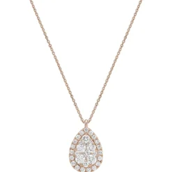 18ct Yellow Rose Diamond Drop Medium Pendant