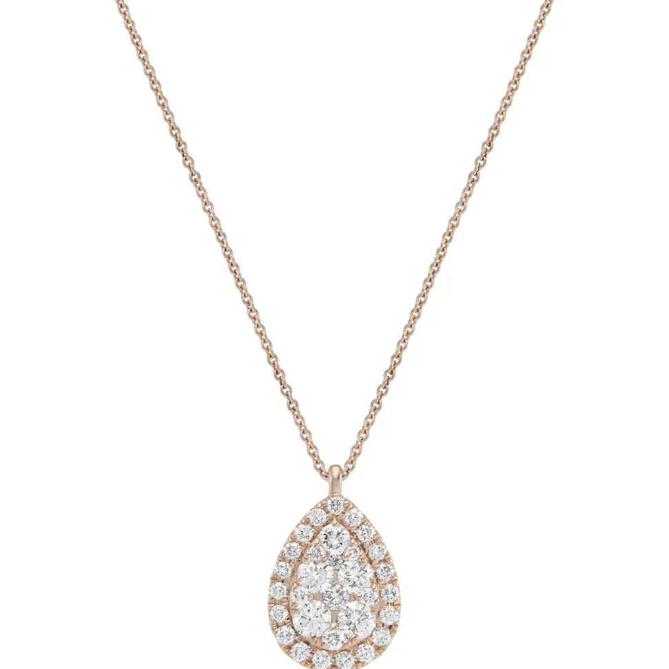 18ct Yellow Rose Diamond Drop Medium Pendant