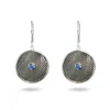 Grey Mother-of-Pearl Dreamcatcher Earrings with Blue Sapphire Gem
