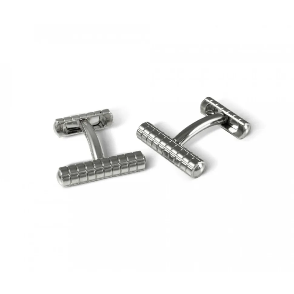 Knurl Cufflinks In Silver Finish