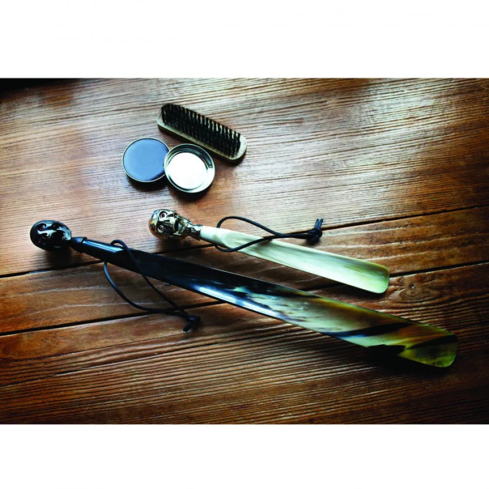 Large Shoehorn with Matte Black Skull Head