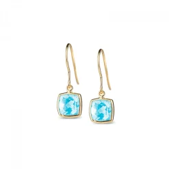 Leora Cushion Shaped Blue Topaz Drop Earring