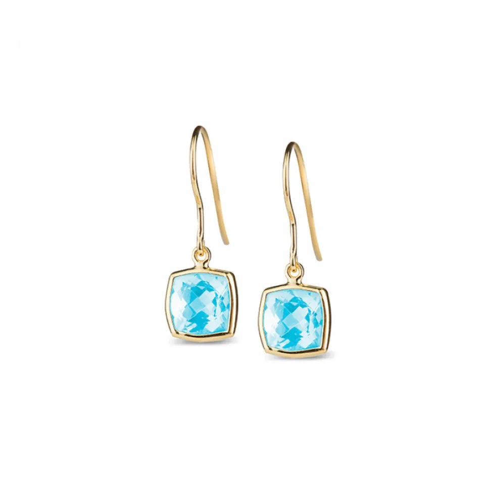 Leora Cushion Shaped Blue Topaz Drop Earring