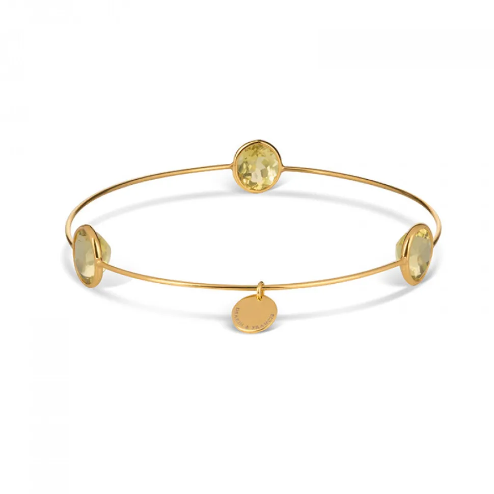 Leora Oval Shaped Gemstone Bangle in Lemon Quartz