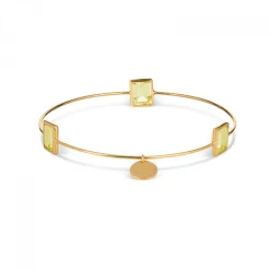 Leora Rectangle Shaped Gemstone Bangle in Lemon Quartz