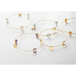 Leora Rectangle Shaped Gemstone Bangle in Blue Topaz