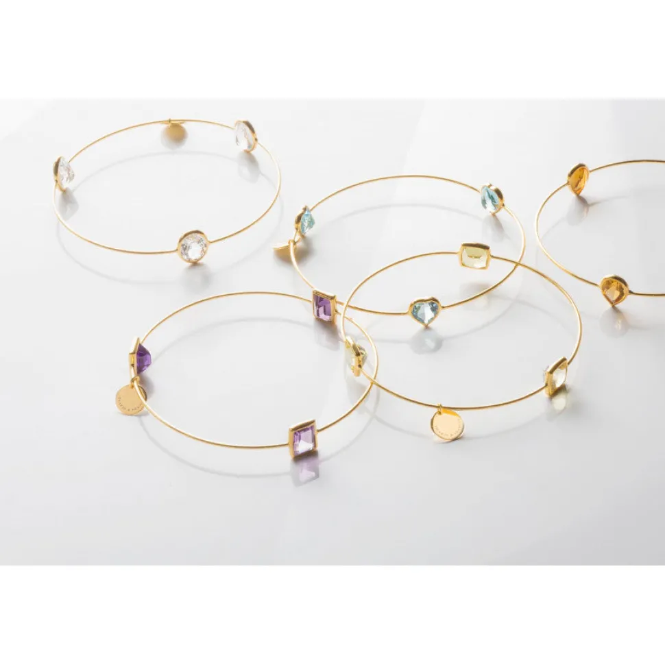 Leora Teardrop Shaped Gemstone Bangle in White Topaz