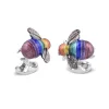 Limited Edition Sterling Silver Rainbow Bumble Bee Cufflinks