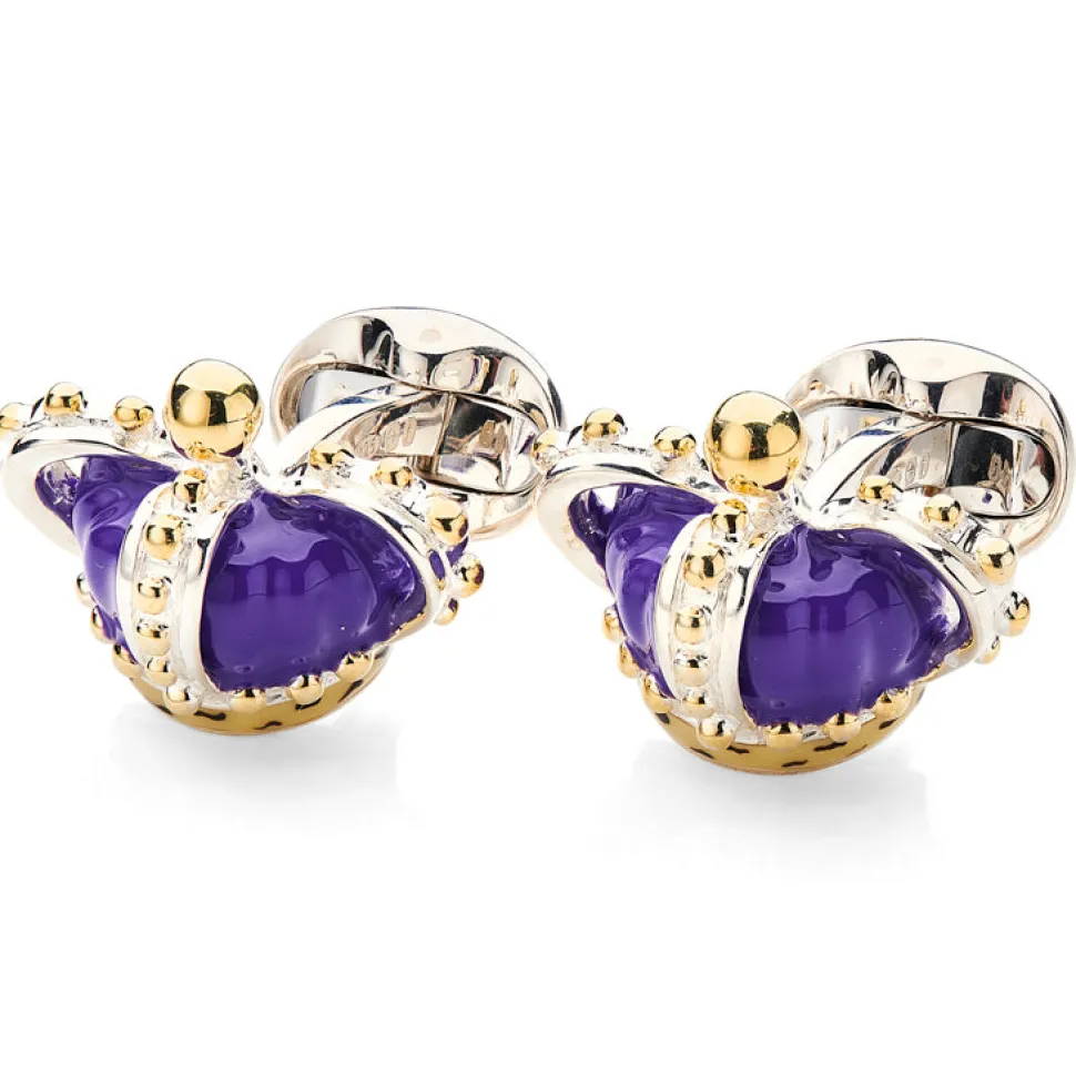 Limited Edition Sterling Silver Purple Crown Cufflinks
