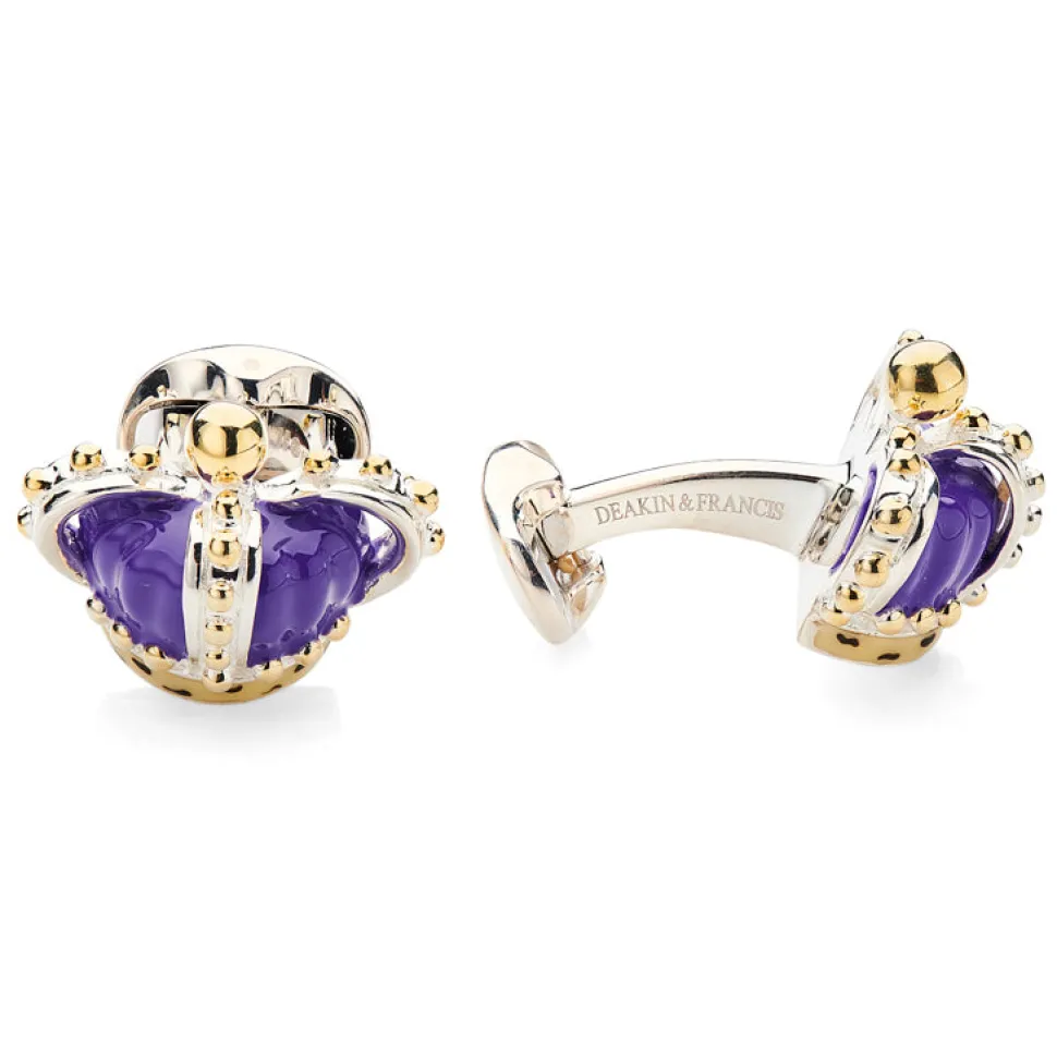 Limited Edition Sterling Silver Purple Crown Cufflinks