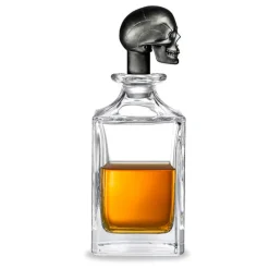 Matte Black Skull Head Crystal Decanter