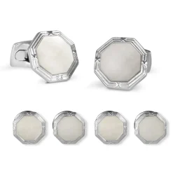Octagonal Mother-Of-Pearl Dress Stud Set