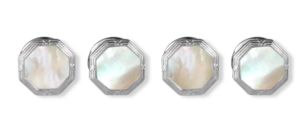 Octagonal Mother-Of-Pearl Dress Stud Set