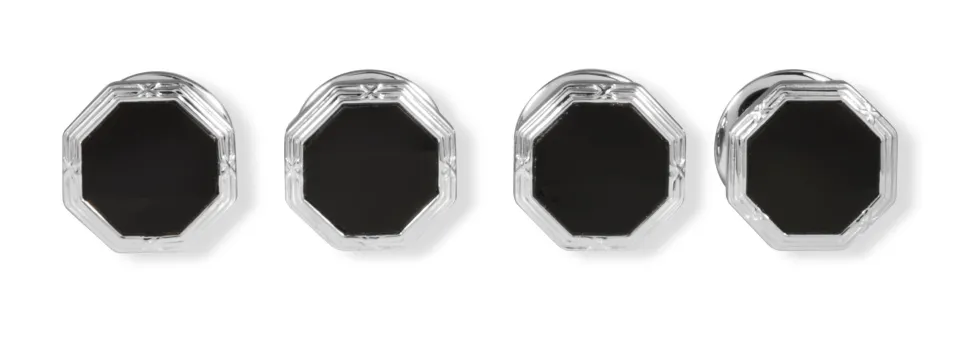 Octagonal Onyx Dress Stud Set