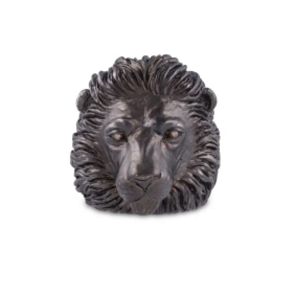 Oxidised Sterling Silver Proud Lion Ring