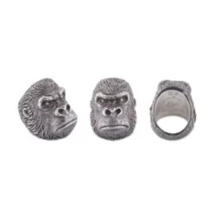 Oxidised Sterling Silver Grumpy Gorilla Ring