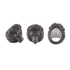 Oxidised Sterling Silver Proud Lion Ring