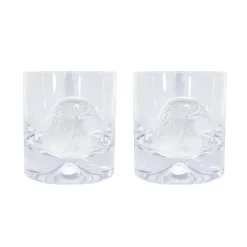 Pair of Glass Tumblers With Engraved Eagle