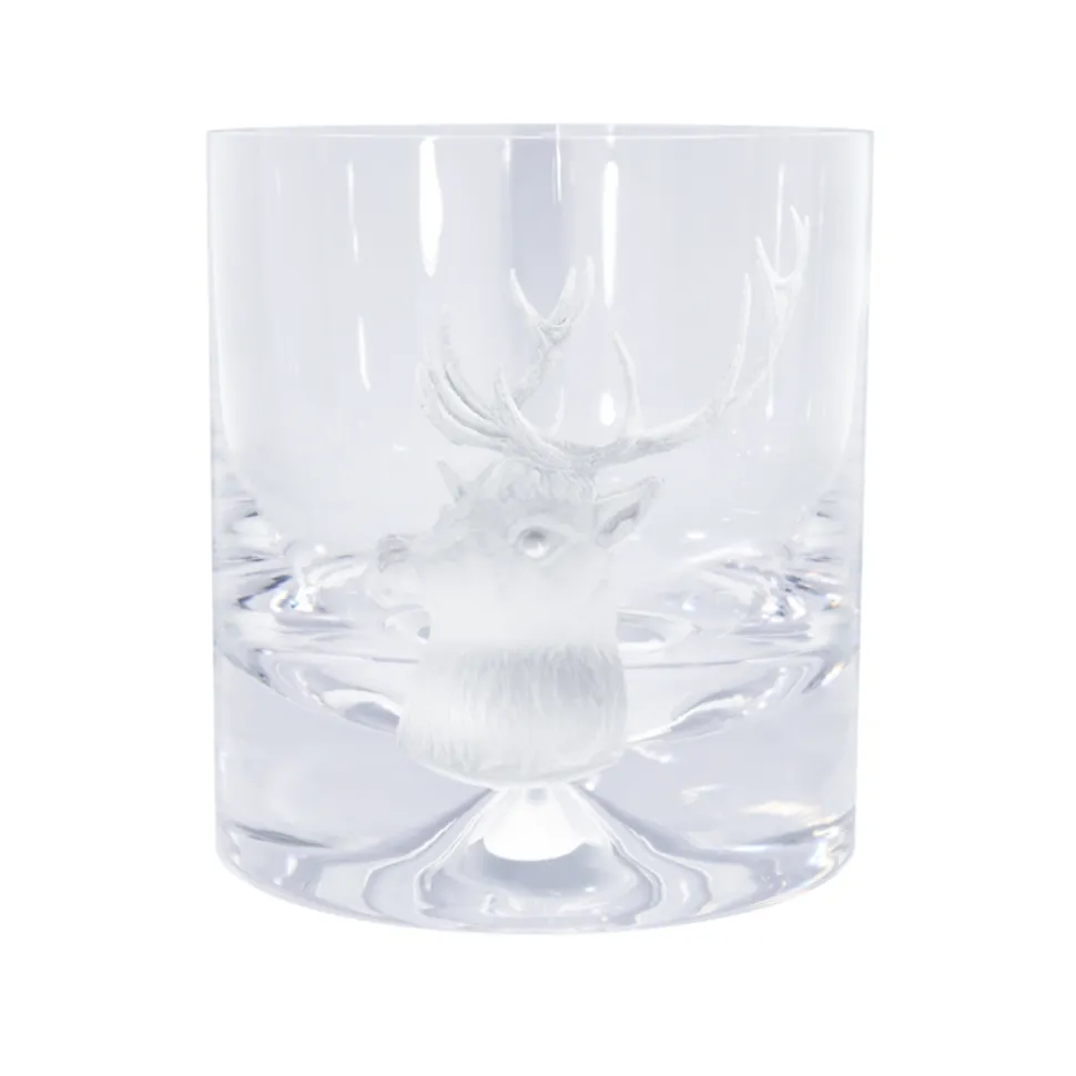 Pair of Glass Tumblers With Engraved Stag