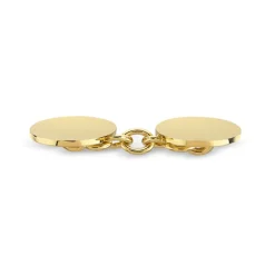 Plain Oval Cufflinks - 9ct Yellow Gold, Medium Weight