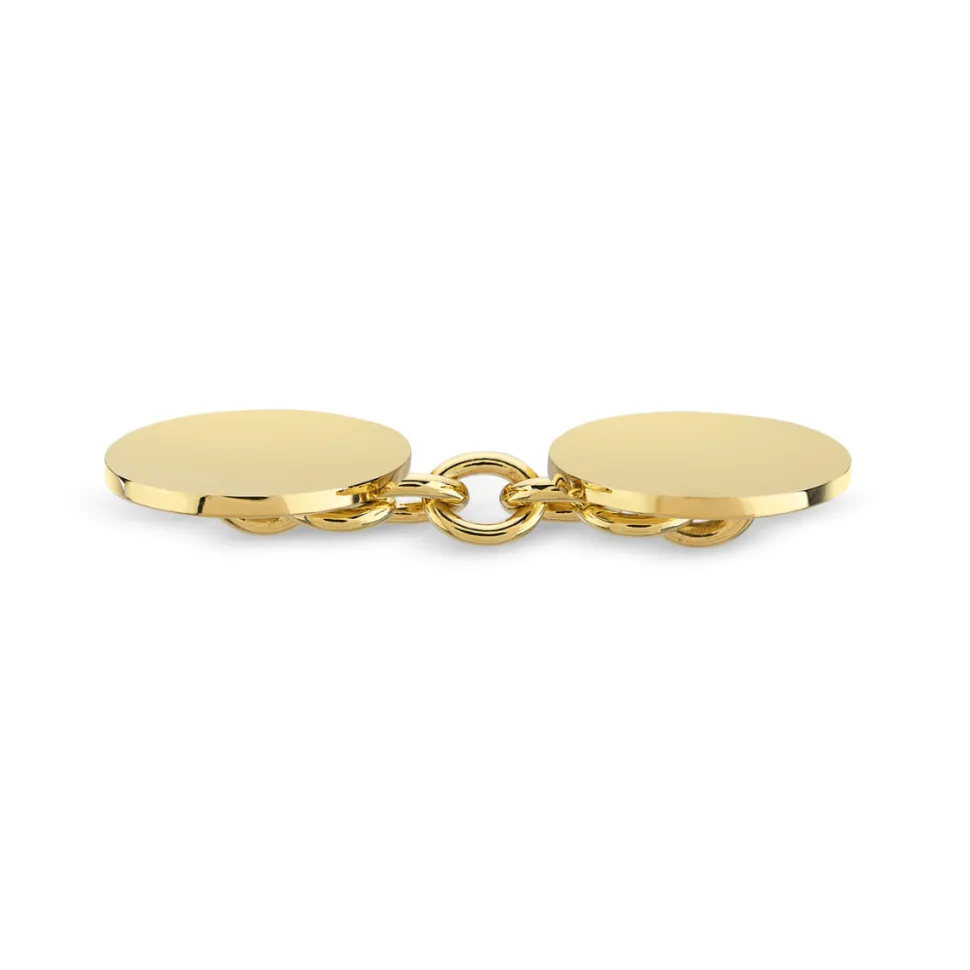 Plain Oval Cufflinks - 9ct Yellow Gold, Medium Weight