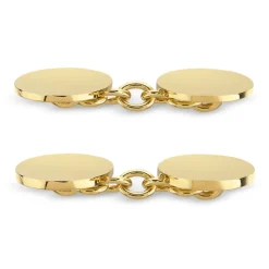 Plain Oval Cufflinks - 9ct Yellow Gold, Heavy Weight