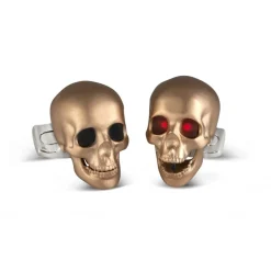 Skull Cufflinks with LED Eyes in Rose Gold Satin Finish