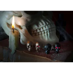 Skull Cufflinks with LED Eyes in Matte Black