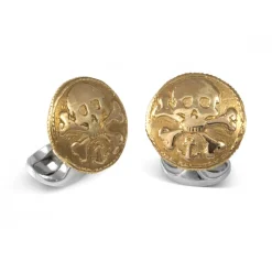 Sterling Silver 230 Coin Cufflinks - Skull & Cross Bones