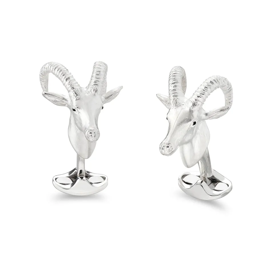 Sterling Silver African Antelope Cufflinks