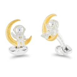 Sterling Silver Astronaut And Moon Cufflinks