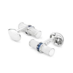 Sterling Silver Bar Cufflinks With Sapphire Centre
